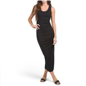 MICHAEL STARS | Black Guilia Maxi Dress Ruched Side Racerback Women’s Size Large